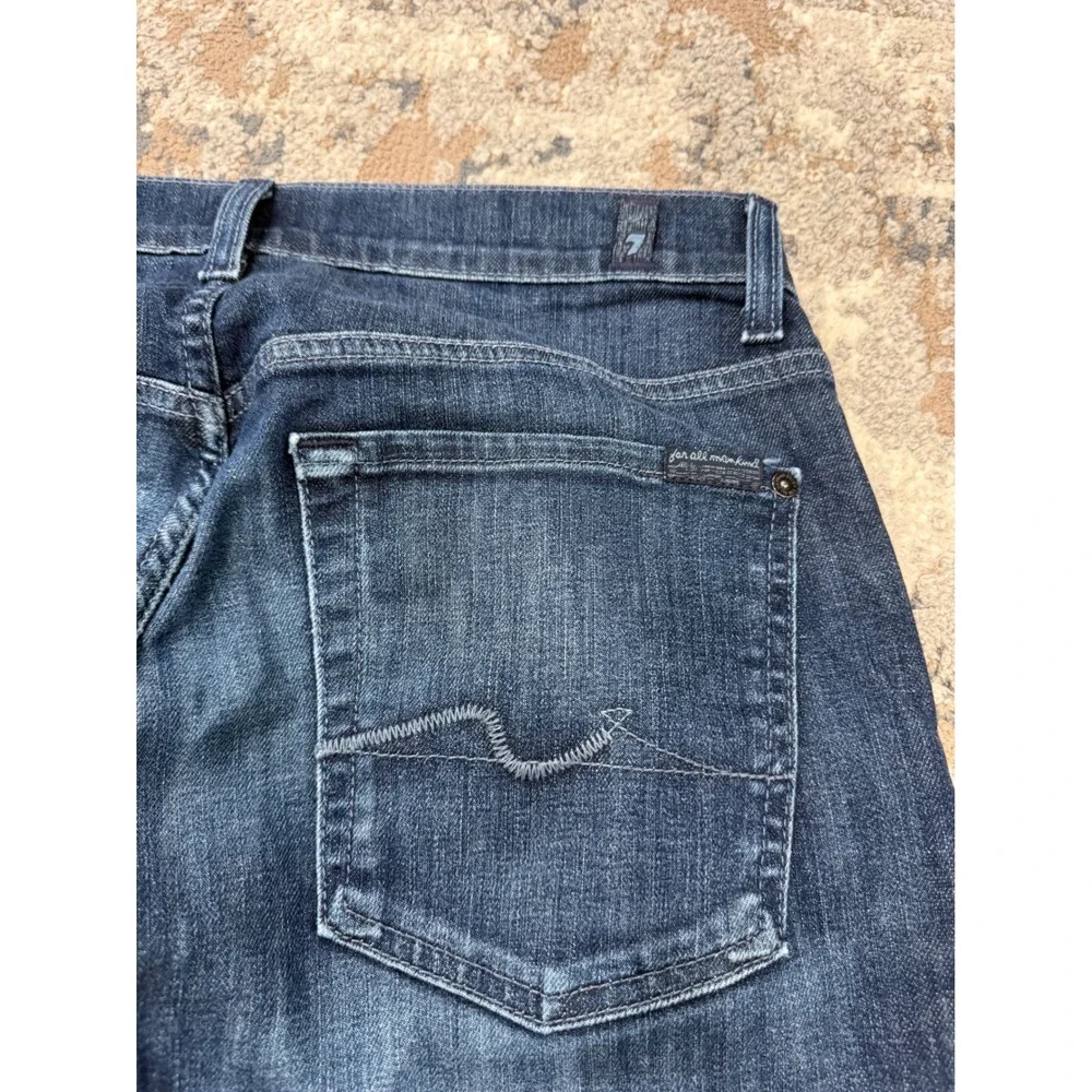 7 For All Mankind Standard Dark Wash Straight Leg Mens Jeans Size 32 Button Fly